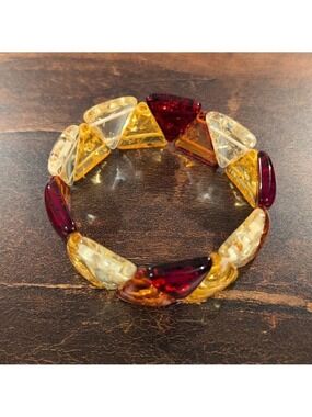 Amber Trianglular Cut Lucite Bracelet NWOT